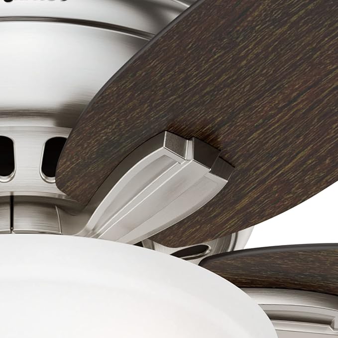 Hunter Fan Company, 51082, 42 inch Newsome Brushed Nickel Low Profile Ceiling Fan with LED Lights and Pull Chain