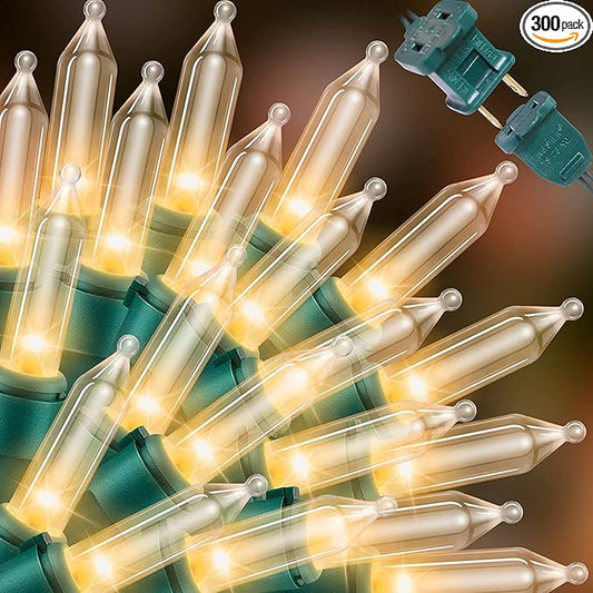 LAMPHOME Super-Bright Extendable Warm White Christmas Lights Decoration 300Lights 63.8ft(2pk of 150L) UL Certified Mini Bulb String Lights Set for Outdoor Christmas Tree Garden Holiday Party Decor
