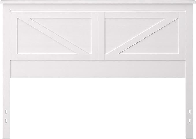 Glenwillow Home Farmhouse Style Wood Panel Headboard in Gloss White - Queen Size