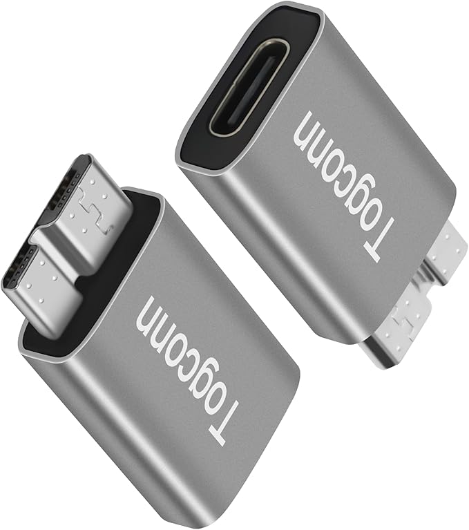 Micro B to USB C 3.1 Adapter 2 Pack, USB Type-C (Female) to Micro B (Male) High Speed Hard Drive Converter Connector Compatible with Seagate, WD, Toshiba, Westgate, Samsung Galaxy S5/Note 3, LaCie