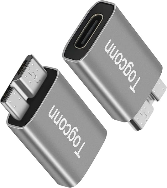 Micro B to USB C 3.1 Adapter 2 Pack, USB Type-C (Female) to Micro B (Male) High Speed Hard Drive Converter Connector Compatible with Seagate, WD, Toshiba, Westgate, Samsung Galaxy S5/Note 3, LaCie
