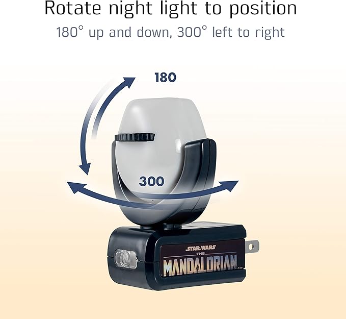 Projectables Mandalorian LED Night Light, Star Wars, Projector, Galaxy Light, Plug-in, Dusk to Dawn, Grogu, For Kids, Adults, Ideal for Bedroom, Playroom, Nursery, Bathroom, 53216