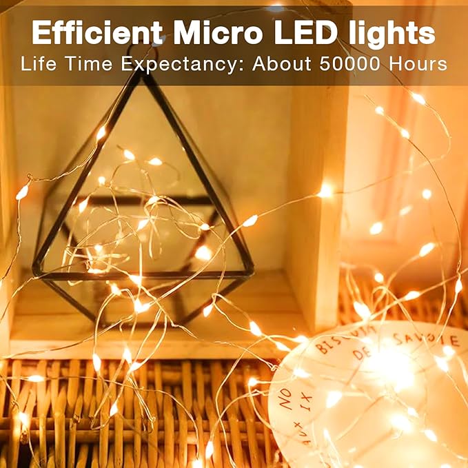 Olafus 16 Pack Christmas Fairy Lights Battery Operated Warm White, Halloween Small String Lights Copper Wire 20 LED 7ft, IP68 Waterproof Bottle Light for Wedding Vases Centerpieces Decorations Party