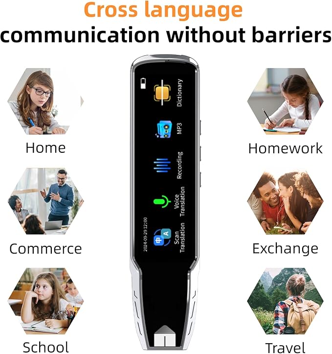 Translation Pen, OCR Digital Reading Pen with 112 Language, Translation Device with 3.69 Inch Touch Screen, Smart Pen for Instant Voice Translator for Study, Travel, Business