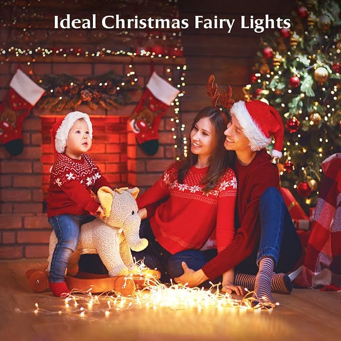 MUMUXI 4 Pack 33ft Fairy Lights with Remote Control, 100 LED Battery Operated String Lights, Waterproof and Perfect for Outdoor Indoor Decorations, Warm White LED Christmas Halloween Lighting