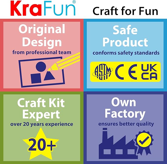 KRAFUN Easy Sewing Kit for Beginner Kids Arts & Crafts, 8 DIY Projects of Stuffed Dolls of Woodland Animals, Bear, Bunny, Fox, Owl, Instructions & Felt, Gift for Girls, Boys, Learn to Sew