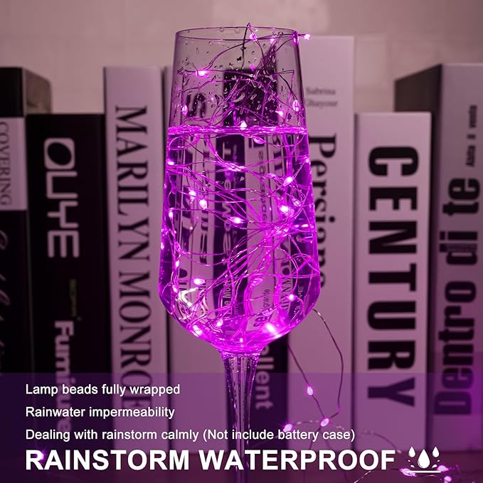 6 Pack LED Fairy Lights 7ft Battery Powered Waterproof, Silver Wire 20 Led Pink Mini String Mason Jar Lights for DIY Wedding Party Bedroom Patio Easter Christmas