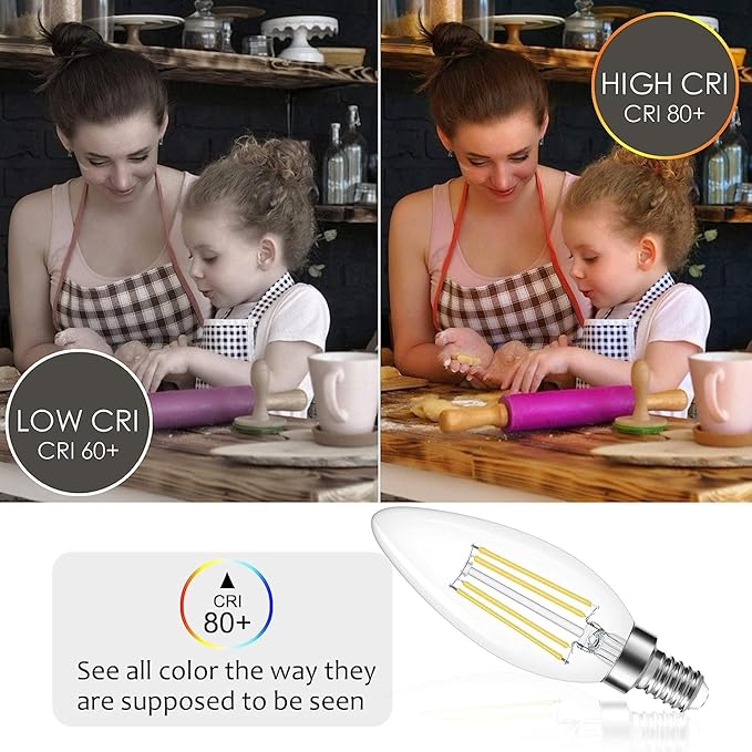 Cotanic Dimmable E12 LED Candelabra Bulb 4000K Daylight, Ceiling Fan Light Bulbs Small Base,60W Equivalent,Type B Bulb for Chandelier,Vintage B11 LED Candle Shape with Clear Glass,600LM,10 Pack