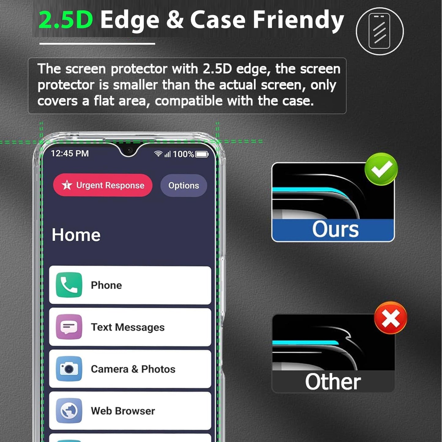 Lively Smart 4/Jitterbug Smart4 Tempered Glass Screen Protector 3 Pack, 9H Hardness, HD Clarity, Case Friendly, Bubble