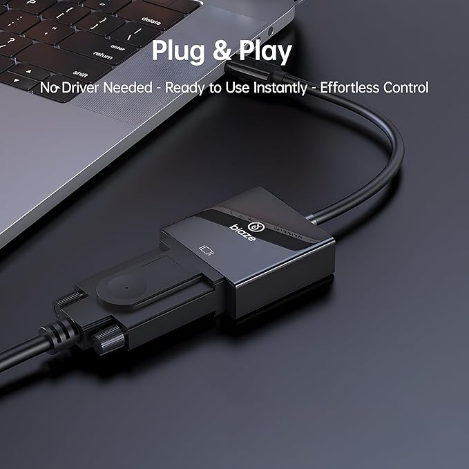 USB C to VGA Adapter, Plug‑and‑Play Type C to VGA Converter for Phone, Laptops & PC – 1080p@60Hz Video Output to TV/Projector