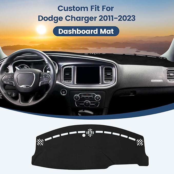 Dash Cover Custom Fit for Dodge Charger 2011-2023 Dashboard Cover Nonslip Dash Mat Protector Sunshade No Glare Black