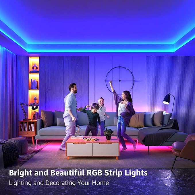 Lepro RGB LED Strip Lights, Christmas Decor, 16.4ft Flexible LED Light Strip, 5050 SMD LED, Color Changing Rope Light with Remote Controller and 24V Power Supply for TV Backlight, Home, Bedroom, Bar