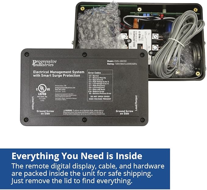 Progressive Industries EMS-HW30C Heavy Duty RV Surge Protector, Black, 30 Amp