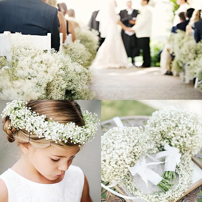 Waipfaru 30 Pcs Babys Breath Artificial Flowers, Baby Breath Flowers Artificial Bulk, Real Touch White Fake Flowers, Faux Babies Breath Gypsophila for Wedding Home Decor Floral Arrangement