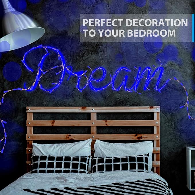 USB Powered Fairy Lights, 100 led 33 ft. USB Plug in Copper Wire USB String Lights for Bedroom Christmas Decoration Wedding Party Firefly Lights (Blue,1 Pack)