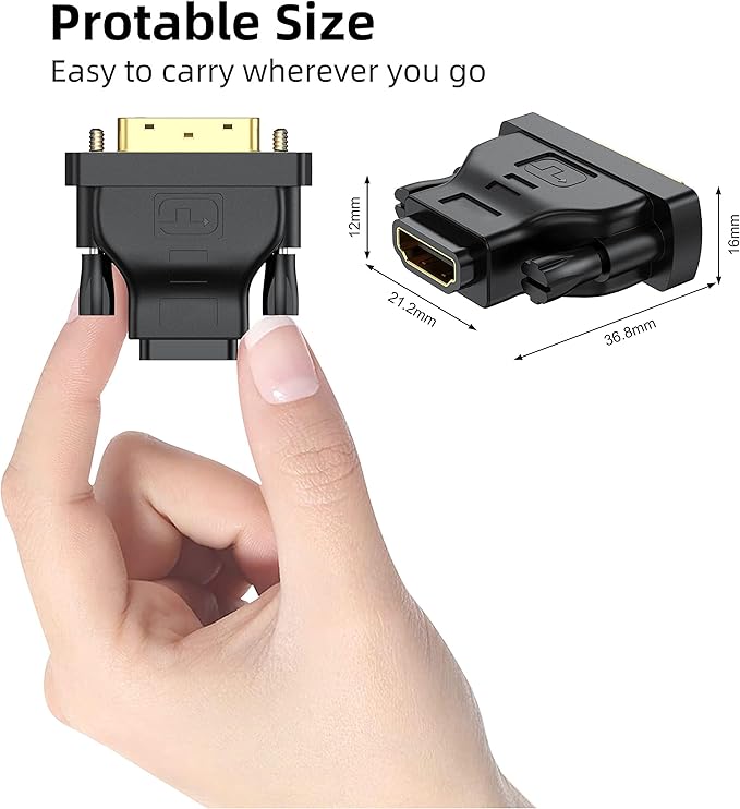 DVI to HDMI Adapter 10-Pack, Bidirectional Female HDMI to DVI-D(24+1) Male Adapter with Gold-Plated for Computer, Monitor, Projector, TV, PS3/4/5 Nintendo Switch and More