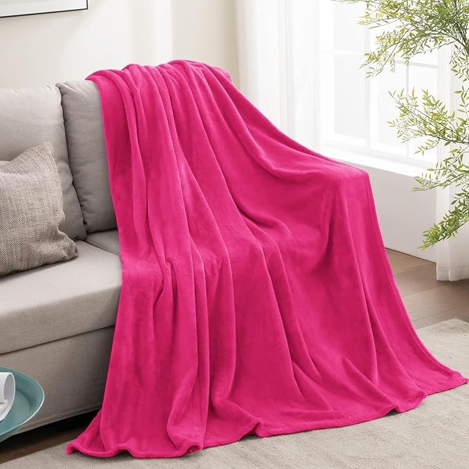 BEDELITE Fleece Blanket Hot Pink Throw Blanket for Couch & Bed, Luxury Plush Cozy Fuzzy Blanket 50" x 70", Super Soft Warm Lightweight Fall Throw Blanket for Travel Camping