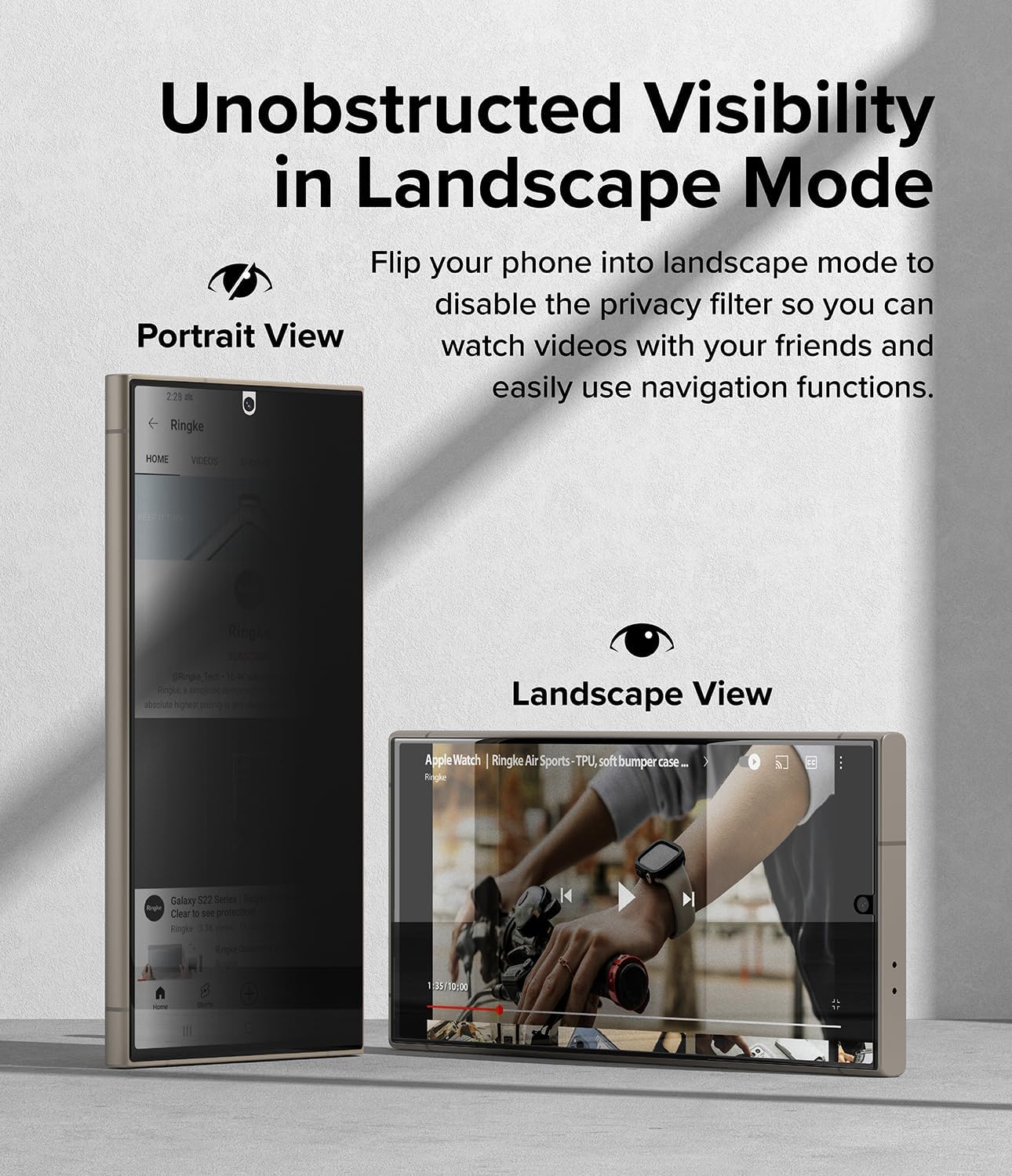 Ringke Privacy Dual Easy Wing [Anti-spy] Screen Protector for Samsung Galaxy S24 Ultra, Self-Healing Anti-Fingerprint
