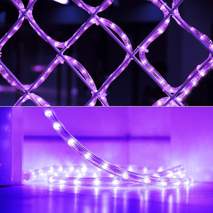 Brizled Purple Rope Lights, 18ft 216 LED Purple Halloween Lights, 120V Plugin Rope Light Connectable, Indoor Outdoor Halloween Light, Waterproof Holiday Lighting for Patio Xmas Deck Pool Camping Decor