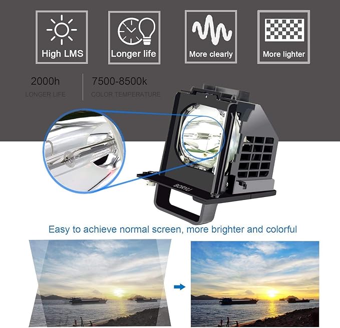 Projection TV Replacement Lamp 915B403001 with Housing for Mitsubishi WD-60735, WD-60737, WD-65737, WD-73737, WD-82837, WD-73735