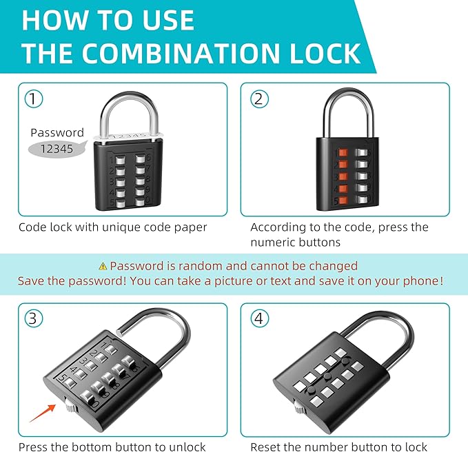 2 Pack Door Knob Lockout Device, Door Knob Cover Lock, Child Proof Door Knob Covers with Combination Padlock, Door Handle Lock for Dementia Elderly Safety, Temporary Door Lock -White