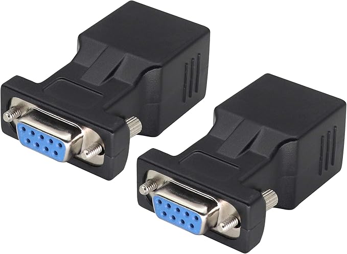 RS232 DB9 to RJ45 Converter RJ45 Female to DP9 9-Pin Serial Port RS232 Female Extender Adapter for Computer,Digital Machine Code Printer Transmission Distance Cable Adapter (2 Pack-Female)