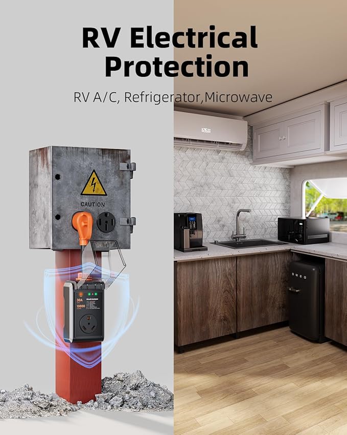RV Surge Protector 30 amp, 2026 Upgraded 13000J Surge Protection RV Circuit Analyzer 30 amp RV Surge Protector with Waterproof Cover, RV Adapter Plug for Camper, Travel Trailers