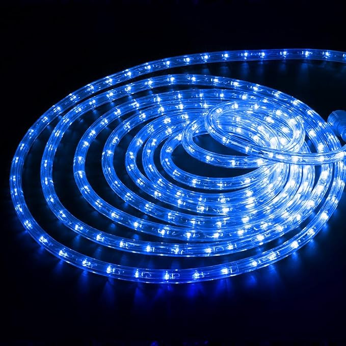 Brizled Blue Rope Lights, 18ft 216 LED Rope Lights Waterproof, 120V ETL Listed Plugin Blue Light Connectable with Clear PVC Tube, Indoor/Outdoor Christmas Lighting for Backyard Garden Patio Christmas