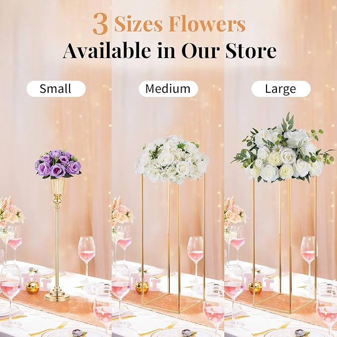 NUPTIO Artificial Flower Centrepieces for Tables - 6 Pcs Lilac Fake Flowers Roses Balls 9.5in Diameter - Silk Faux Rose Arrangement for Wedding Party Centerpiece Table Decor