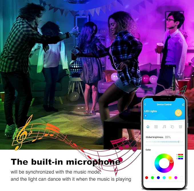 DAYBETTER Smart Led Lights 32.8 ft, 2835 RGB Led Strip Lights Kits with 24 Keys Remote, App Control Timer Schedule Led Music Strip Lights