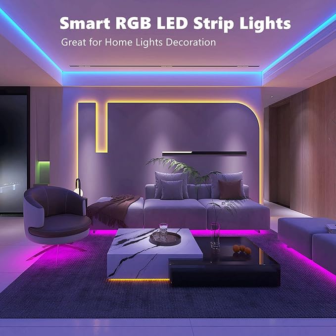 ZOZOO 100ft Led Lights for Bedroom(2 Rolls of 50ft), Smart RGB Led Strip Lights with 44-Key Remote & APP Control Music Sync with Color Changing for Home Party Festival Decoration