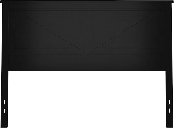 Glenwillow Home Farmhouse Style Wood Panel Headboard in Black - Queen Size