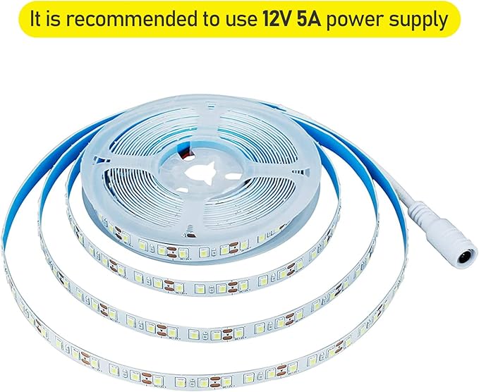 12V 5M/16.4ft LED Strip Light Warm White 3000K 600LEDs Flexible SMD2835 High Brightness No-Waterproof IP20 LED Tape Lights for Bedroom Kitchen Party etc(No Power Supply)