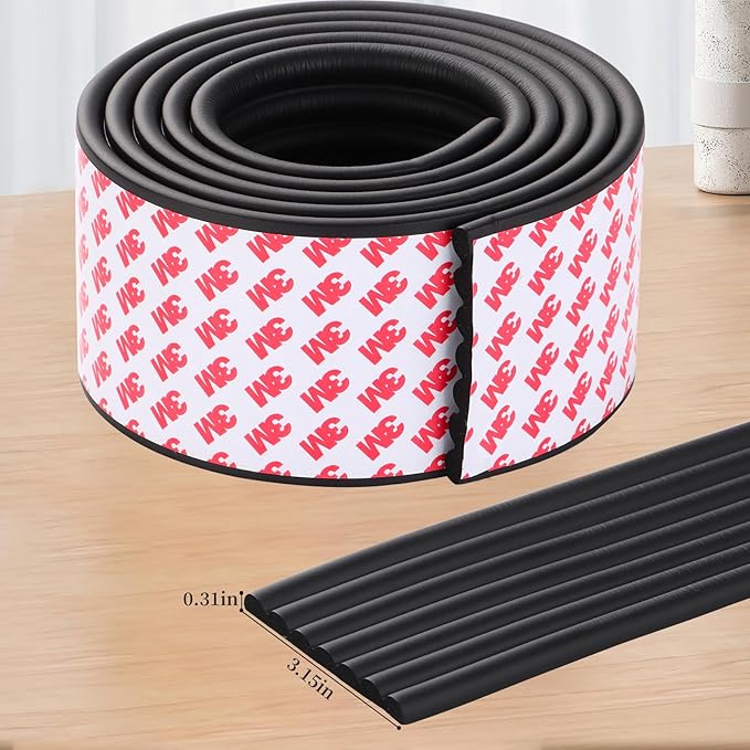 Corner Protector for Baby, Widen Edge Protector with Adhesive Backing, Baby Proofing Edge Corner Protectors Self Adhesive Furniture Corner Guard Bumper for Table, Desk, Fireplace (Black, 6.6ft)