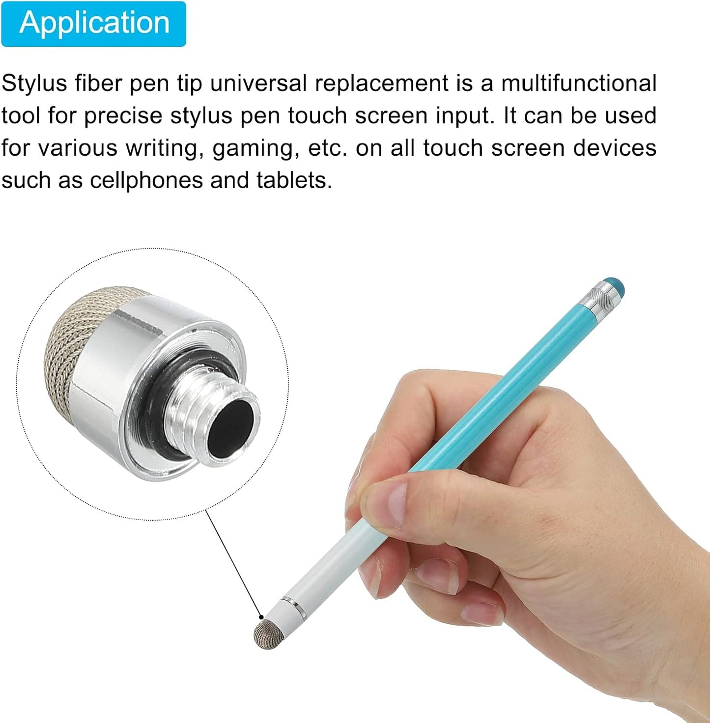 MECCANIXITY 5pcs 8mm Stylus Pen, Universal Replacement Fiber Fine Tips for 2 in 1 Capacitive Touch Screen Devices