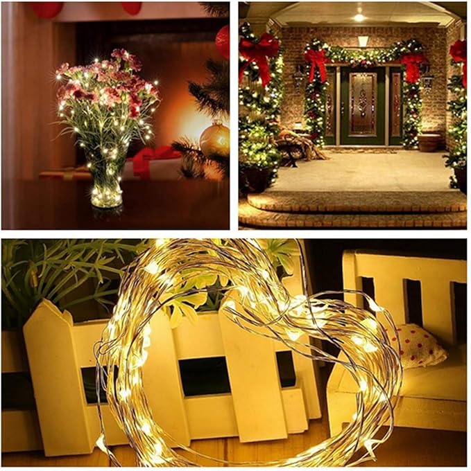 Decute 300LED Christmas Tree String Lights 99FT Silver Wire Warm White Dimmable with Remote Control, UL Cerficated Plug in Fairy Lights Decorative for Party Wedding Indoor Outdoor
