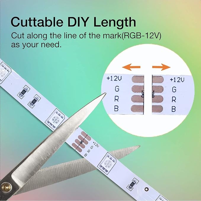 VOLIVO LED Strip Lights 50 FT,Color Changing Led Light Strips Kit with 44 Keys IR Remote Control, Lighting for Bedroom, Room, Home Decoration