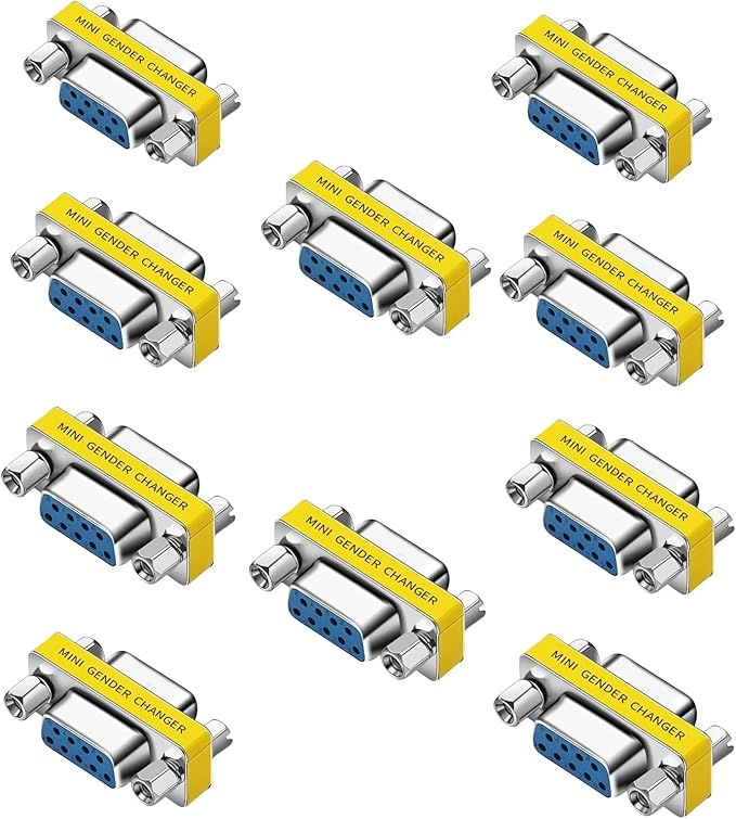 db9 Connector Null Modem Adapter，9-Pin Serial vga Adapter RS232 db9 Gender Changer,for Computer and Industrial Device Data Transfer(F-F (10P))