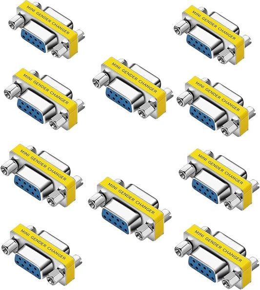 db9 Connector Null Modem Adapter，9-Pin Serial vga Adapter RS232 db9 Gender Changer,for Computer and Industrial Device Data Transfer(F-F (10P))