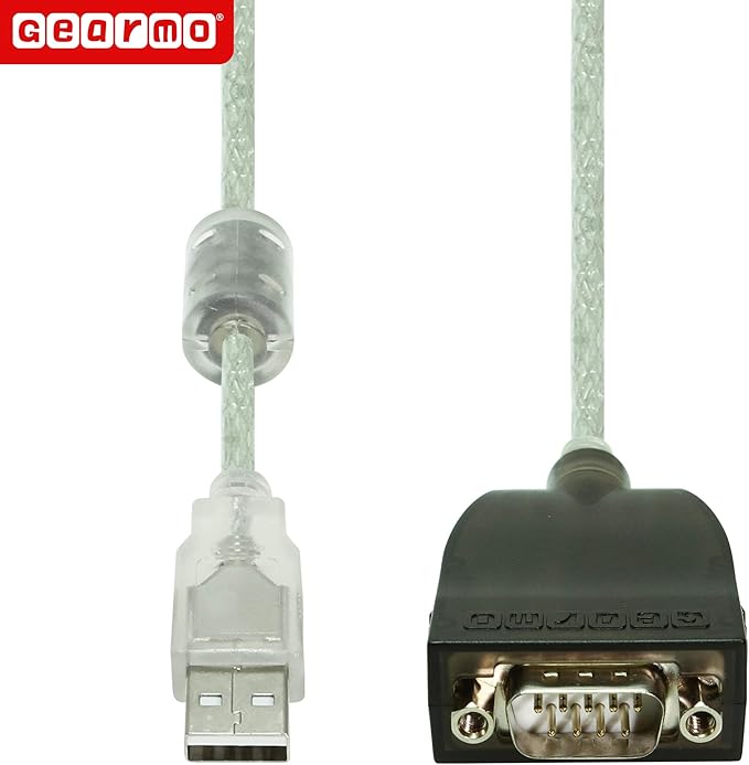 Gearmo USB to RS-232 Serial Adapter w/LED Indicators, FTDI Chipset, Cross-Platform Compatible, 36in Cable