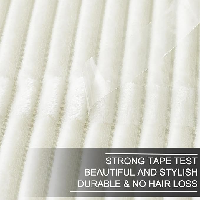 Richave Cuddly Blanket Twin Size,Premium Lightweight Anti-Static Fluffy Fleece Blanket with Striped Pattern for Twin/Twin XL Extra Long Bed, 66x90 Inches,Cream