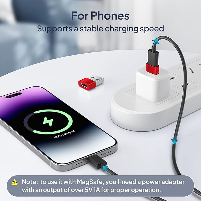 Basesailor for Samsung Galaxy S25 USB C Adapter 3Pack,Type C Female to USB A Male Car Charger USBC Converter for iPhone 17 16 15 Pro Max Plus,Apple Watch 11 SE/Ultra 3,Airpods Pro 3,iPad 10 Air Mini 7