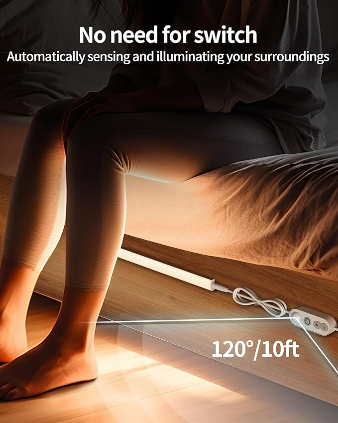 ASOKO Motion Sensor Dimmable Led Under Cabinet Lighting Plug in - 6 Pcs 12 inches Linkable Led Counter Light Bars, Led Closet Light Daylight White 4500K