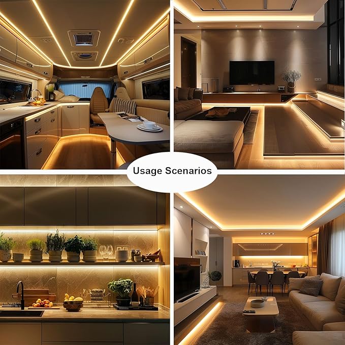 TOPAI 12V COB LED Strip Light 3000K Warm White Waterproof IP65 480LEDs/M Super Bright 4000Lm CRI>90 16.4ft/5M Dotless High Density Cuttable Flexible for Cabinet Home DIY Lighting Projects