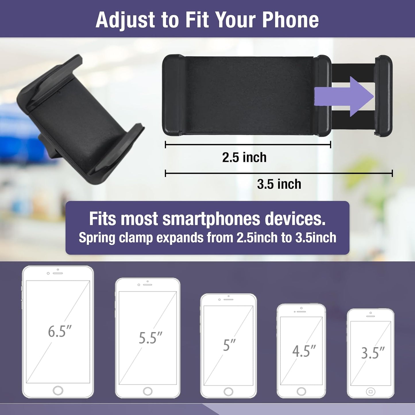 Flexible Adjustable Gooseneck Phone Holder for Car, Stroller, Treadmill, Shopping Cart, Bike, Boat, Golf Cart