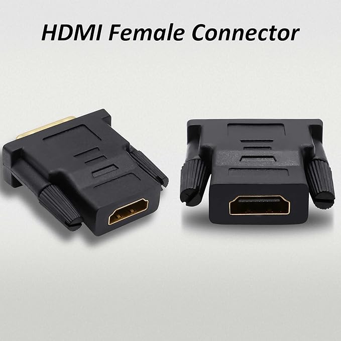 DVI to HDMI Adapter Bi-Directional DVI-D 18+1 Male to HDMI Female Converter Single Link Full HD 1080P@60Hz Adapter Connector for Computer Monitor HDTV LCD/DVD -2pcs