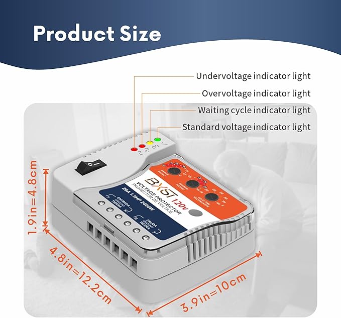 BXST Surge Protector, 20A Voltage Regulator, Wiring Heavy Duty Power Surge Protector Outlet for Refrigerator, TV, Computer and Home Appliance, Adjustable, LED Display Screen, 120V, 2400W, 140J