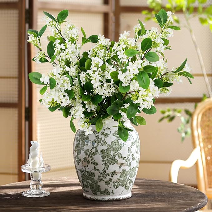 Melorca&Guilla Artificial Plants,6PCS 32" Green Faux Branches for Vase Faux Greenery Stems,Artificial Plants Fake Plants for Shop Garden Office Home Décor (6, Daphne)