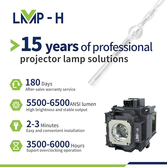 ELP76/V13H010L76 Replacement Projector Lamp Bulb for Epson EB-G6050W G6070W/NL G6150 G6250W/NL G6370 G6450WU G6650WU G6770WU/NL G6800 G6900WUNL PowerLite Pro G6070W/NL G6170W/NL G6270W/NL