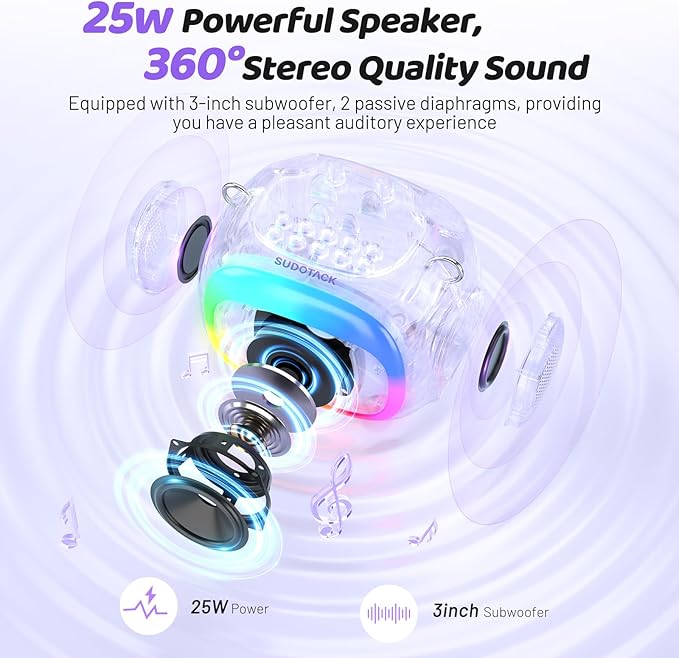 SUDOTACK Mini Karaoke Machine for Kids, Portable Bluetooth Karaoke Speaker with 2 Wilreless Microphones with LED Lights, Birthday Kids Toys Gifts for Girls 4, 5, 6, 7, 8, 9, 10 +Year Old-Purple(KM100)